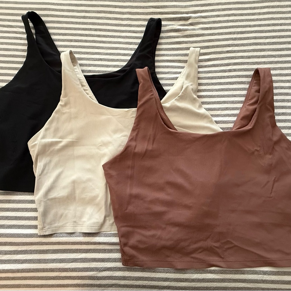 Women's Ribbed Tank Top Set - Black, Cream, and Mauve